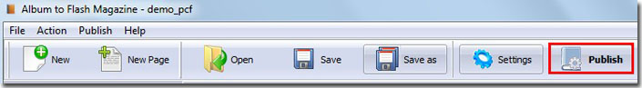 Publish album pages into flash magazine