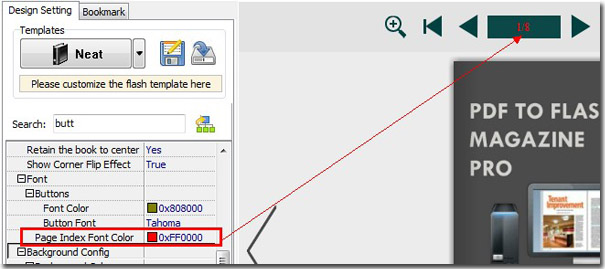 Define Page Index Font Color