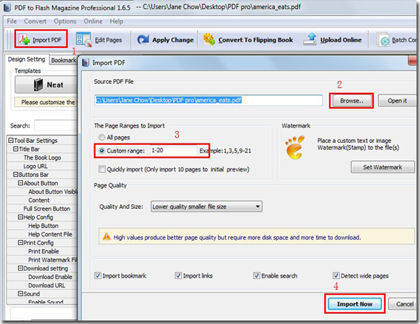 Define import page range