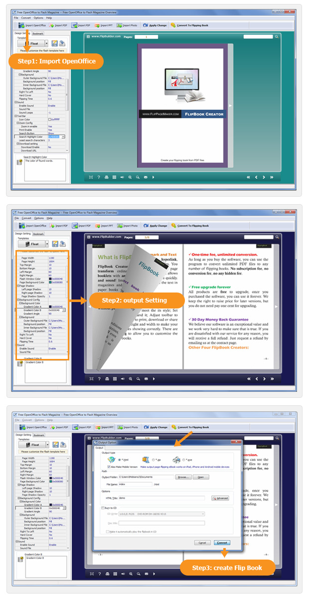free-openoffice-to-Flash-Magazine-steps